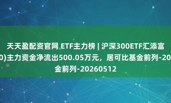 天天盈配资官网 ETF主力榜 | 沪深300ETF汇添富(515310)主力资金净流出500.05万元，居可比基金前列-20260512